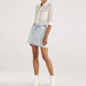 Seven 7 For All Mankind Blue Denim Light Wash Short Skirt Women's 26 Cotton $139